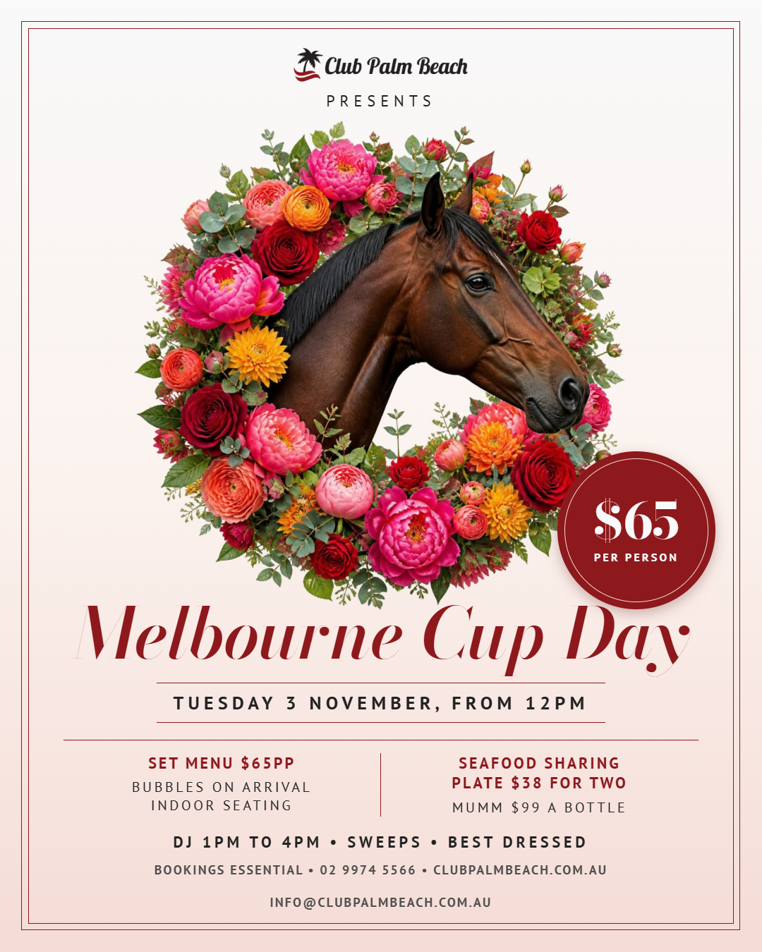 Melbourne Cup Day at Club Palm Beach, Tuesday 3 November